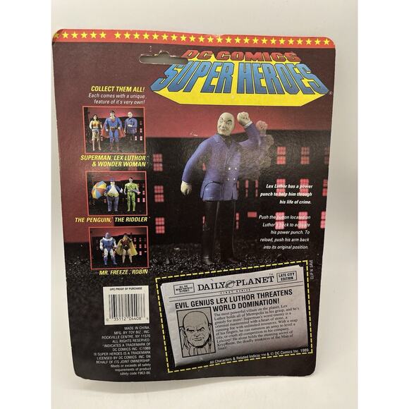 Vintage Toy Biz Lex Luthor DC Comics Super Heroes 1989 MOC Mint on Card - Picture 9 of 9